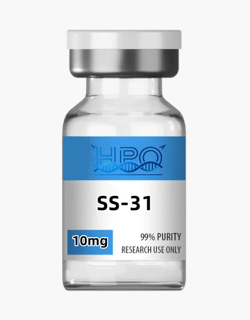 SS-31 research peptide vial with blue and white label